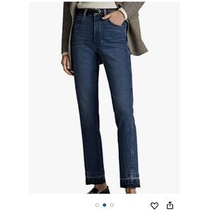 Massimo Dutti high rise frayed straight fit jeans